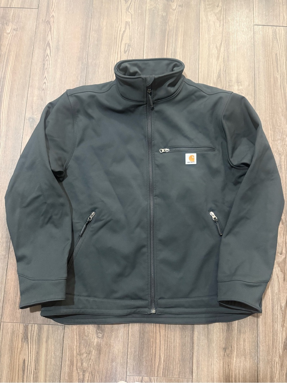 Carhartt Black Soft Shell Jacket Full Zip Fleece Lined Workwear Mens Large
